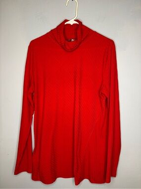 Athleta Red Ribbed Mock neck Knit Top Size XL
